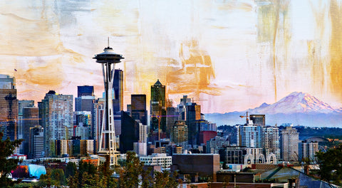 Abstract Seattle Skyline Wall Art