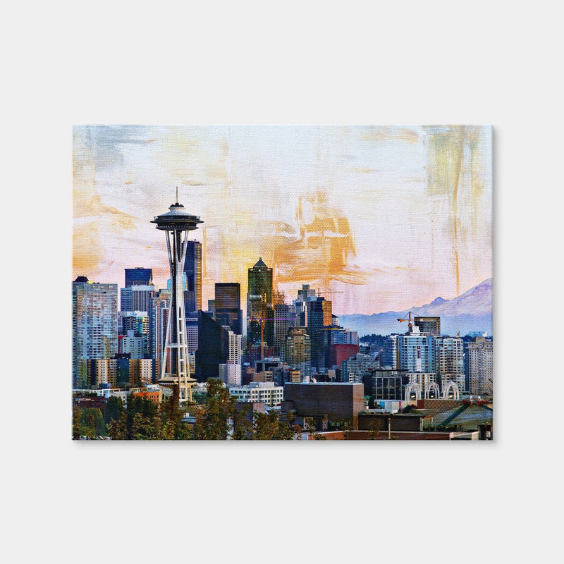 AUTO-MOCKUP WHITE | Abstract Seattle Skyline | 1 Piece | Gallery Wrap Canvas | group=4x3