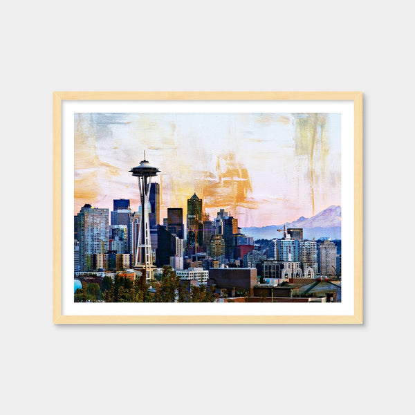 Abstract Seattle Skyline Wall Art — Framed Print Format preview