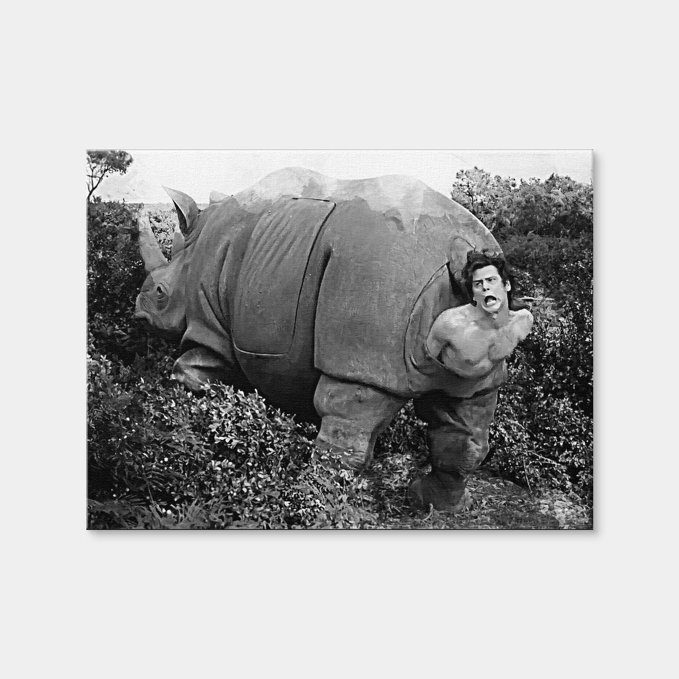 AUTO-MOCKUP WHITE | Ace Ventura Rhino Birth - Grayscale | 1 Piece | Gallery Wrap Canvas | group=4x3