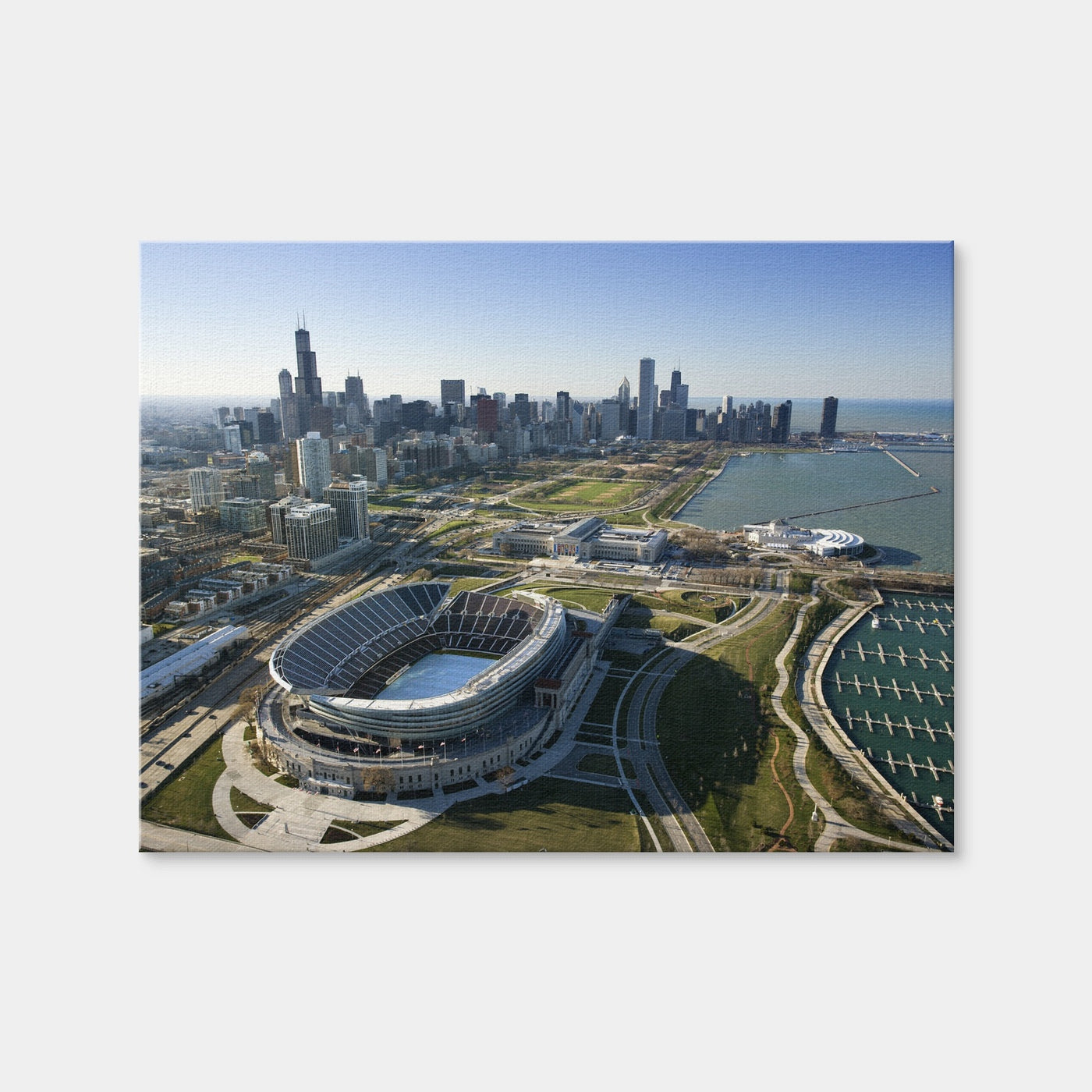 AUTO-MOCKUP WHITE | Aerial view of Chicago - Soldier Field | 1 Piece | Gallery Wrap Canvas | group=4x3