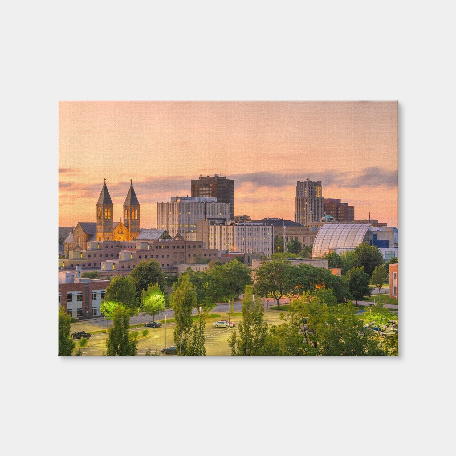 AUTO-MOCKUP WHITE | Akron Downtown Skyline | 1 Piece | Gallery Wrap Canvas | group=4x3