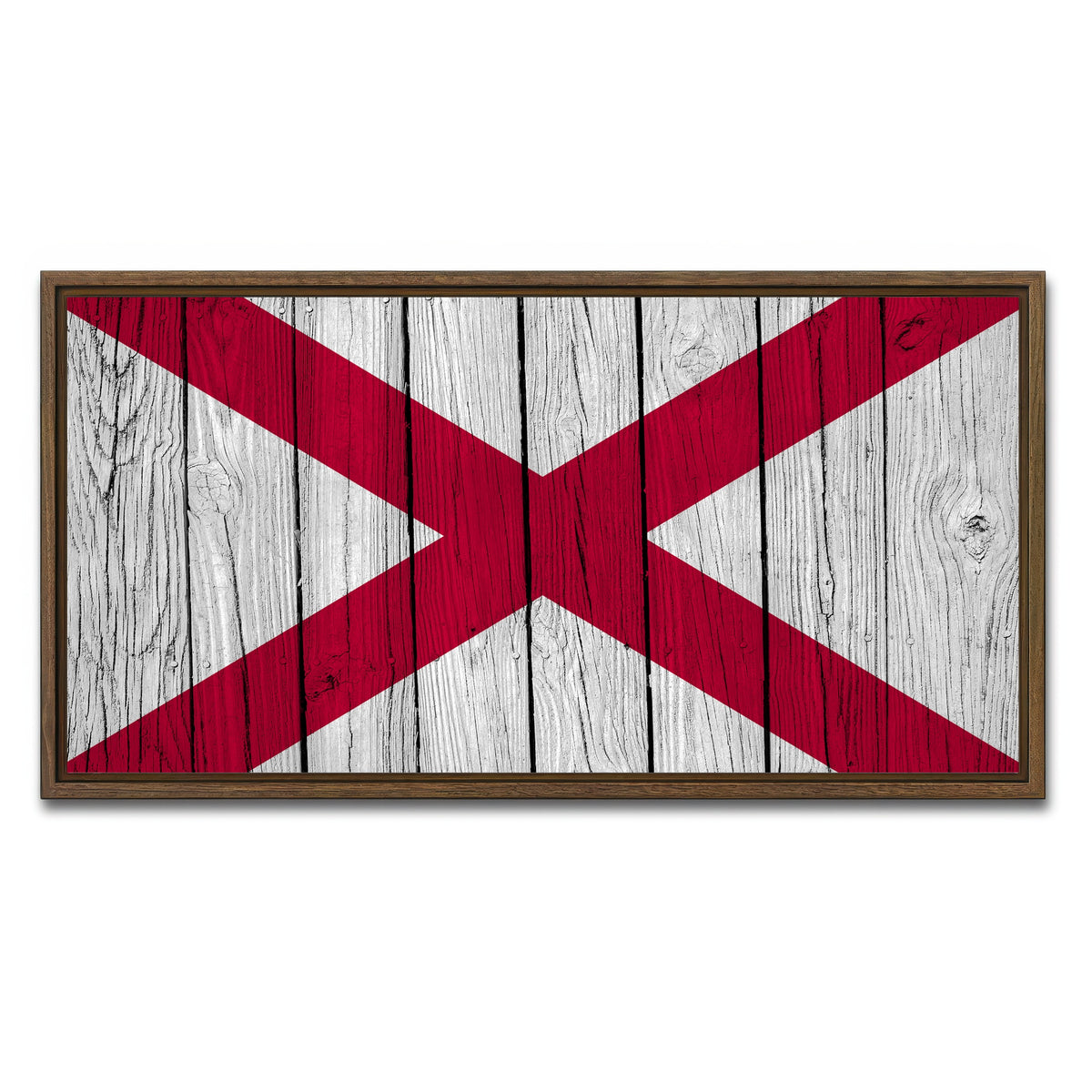 AUTO-MOCKUP WHITE | Alabama State Flag | 1 Piece | Walnut Framed Canvas | group=2x1