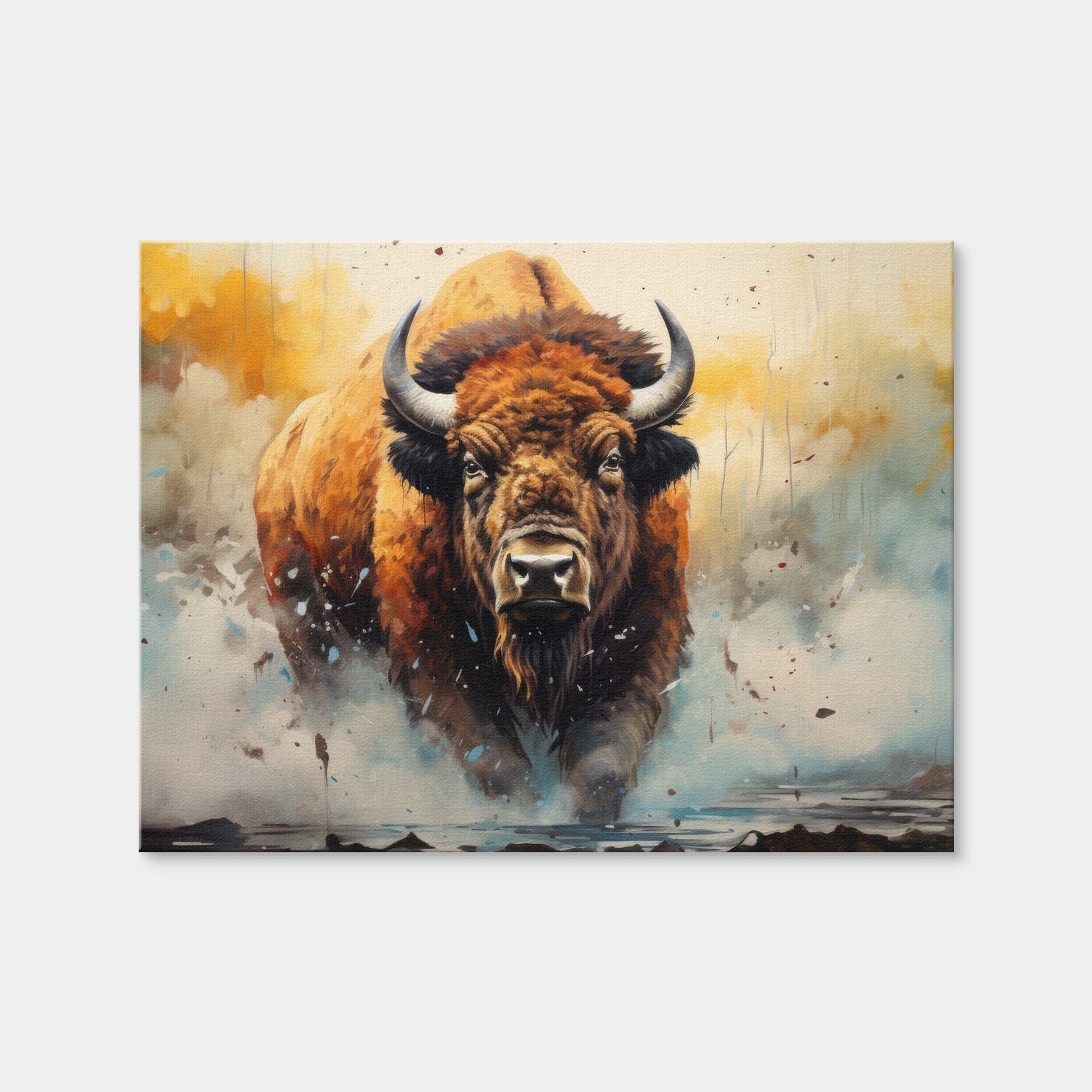AUTO-MOCKUP WHITE | American Bison Watercolor | 1 Piece | Gallery Wrap Canvas | group=4x3