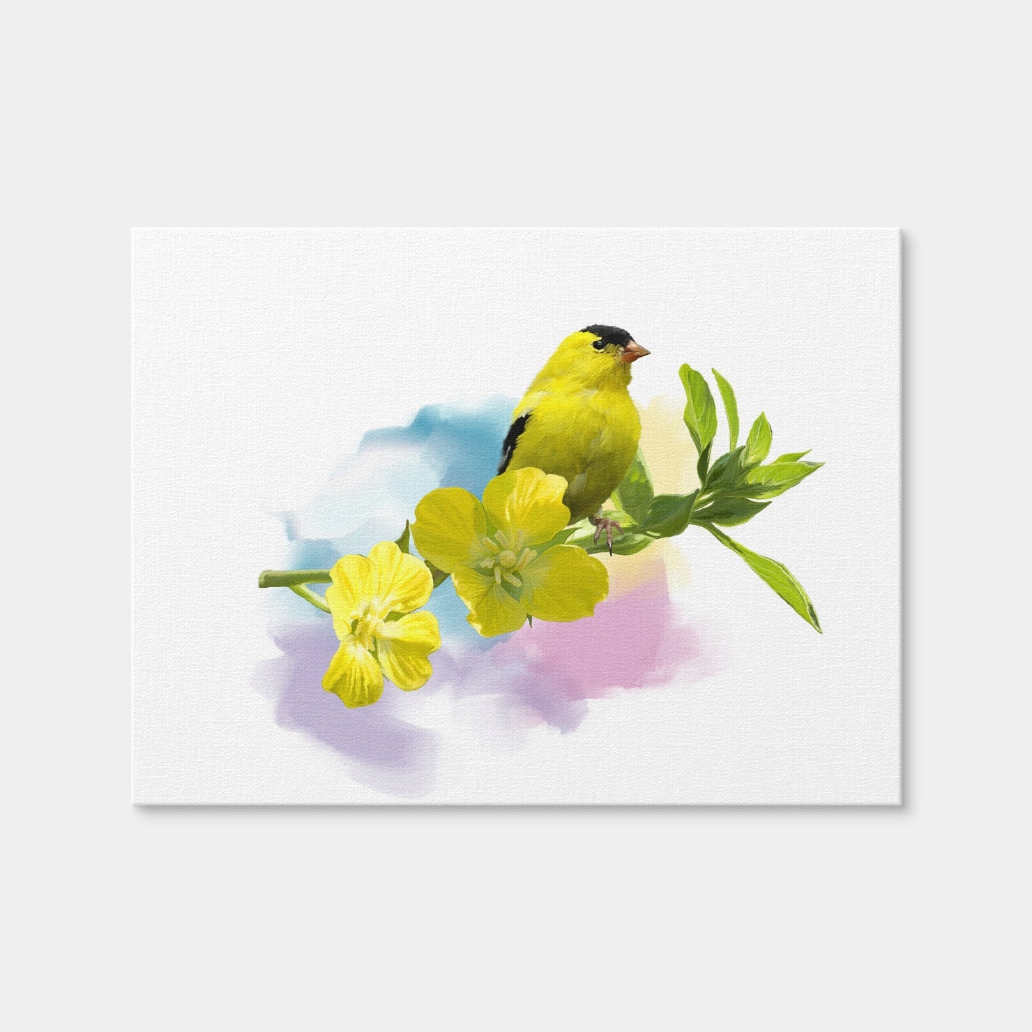 AUTO-MOCKUP WHITE | American Goldfinch Watercolor | 1 Piece | Gallery Wrap Canvas | group=4x3