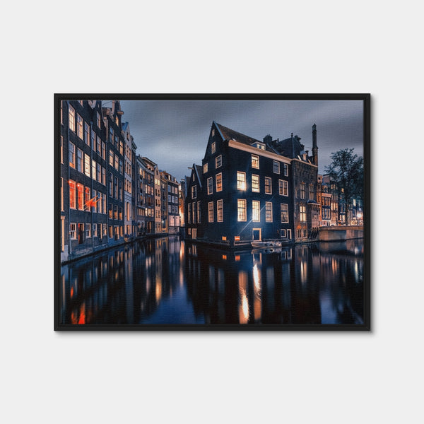 Amsterdam By Night Wall Art — Framed Canvas Format preview