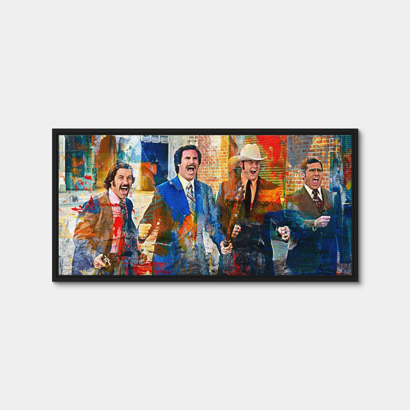 AUTO-MOCKUP WHITE | Anchorman Crew with Weapons | 1 Piece | Black Framed Canvas | group=2x1