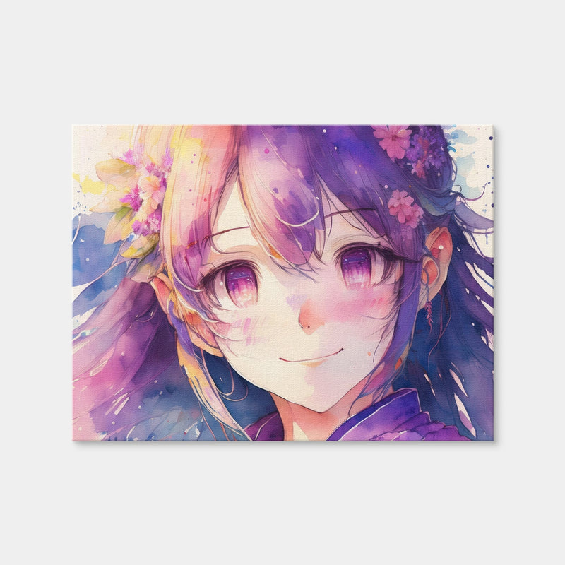 AUTO-MOCKUP WHITE | Anime Girl Watercolor | 1 Piece | Gallery Wrap Canvas | group=4x3