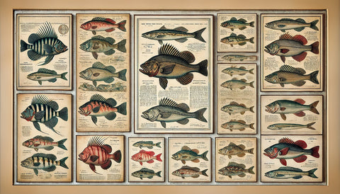 Antique fish illustrations Wall Art