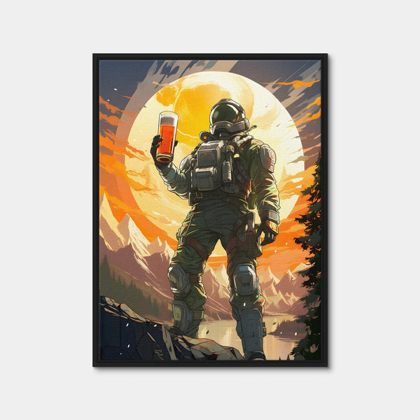 Astronaut Beer Wall Art — Framed Canvas Format preview