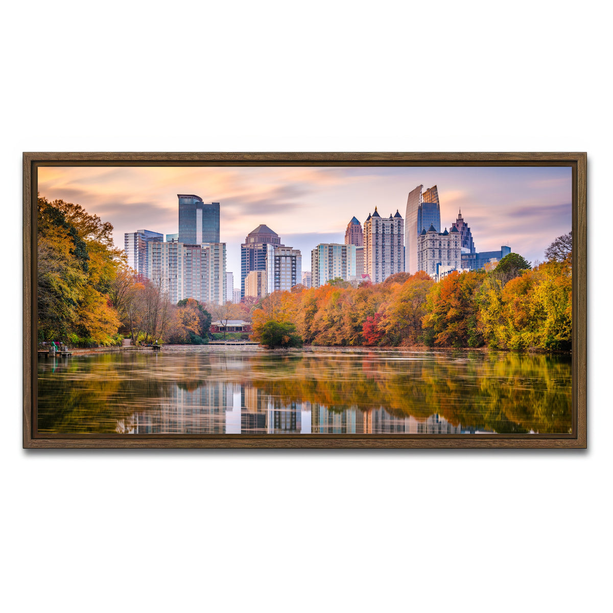 AUTO-MOCKUP WHITE | Atlanta From The Park | 1 Piece | Walnut Framed Canvas | group=2x1