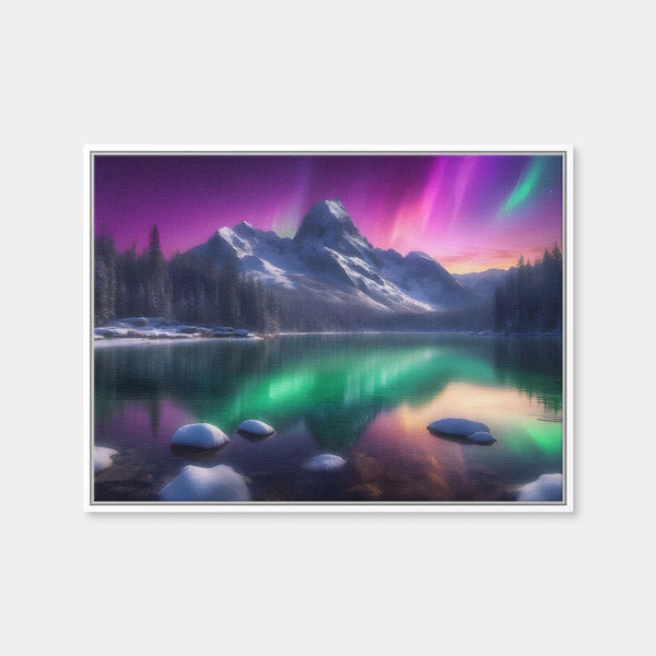Aurora Mountain Wall Art — Framed Canvas Format preview