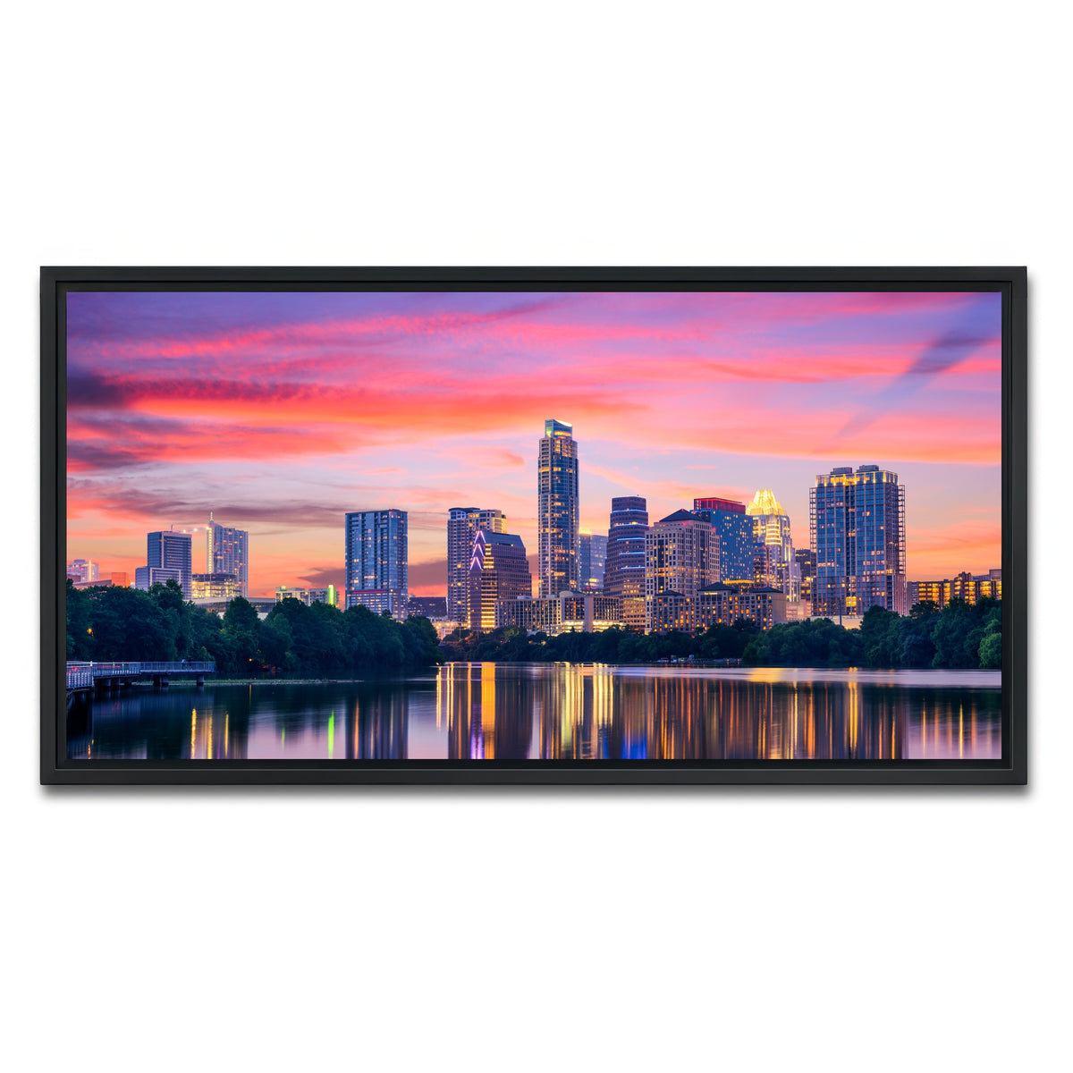 AUTO-MOCKUP WHITE | Austin At Night | 1 Piece | Black Framed Canvas | group=2x1