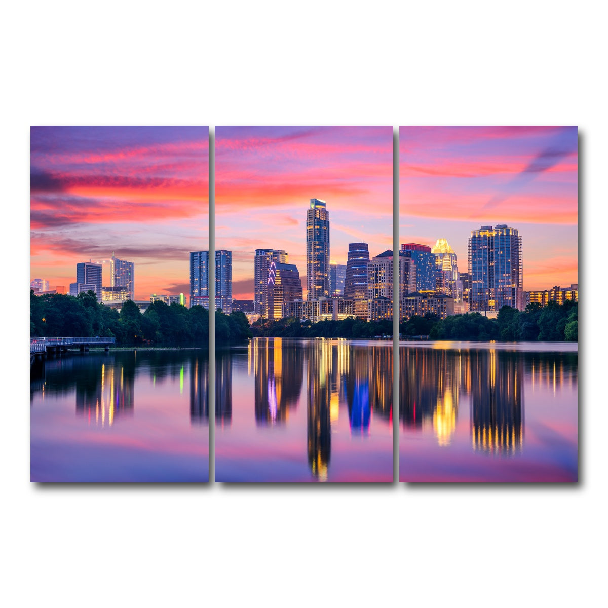 AUTO-MOCKUP WHITE | Austin At Night | 3 Piece | Gallery Wrap Canvas | group=12x24