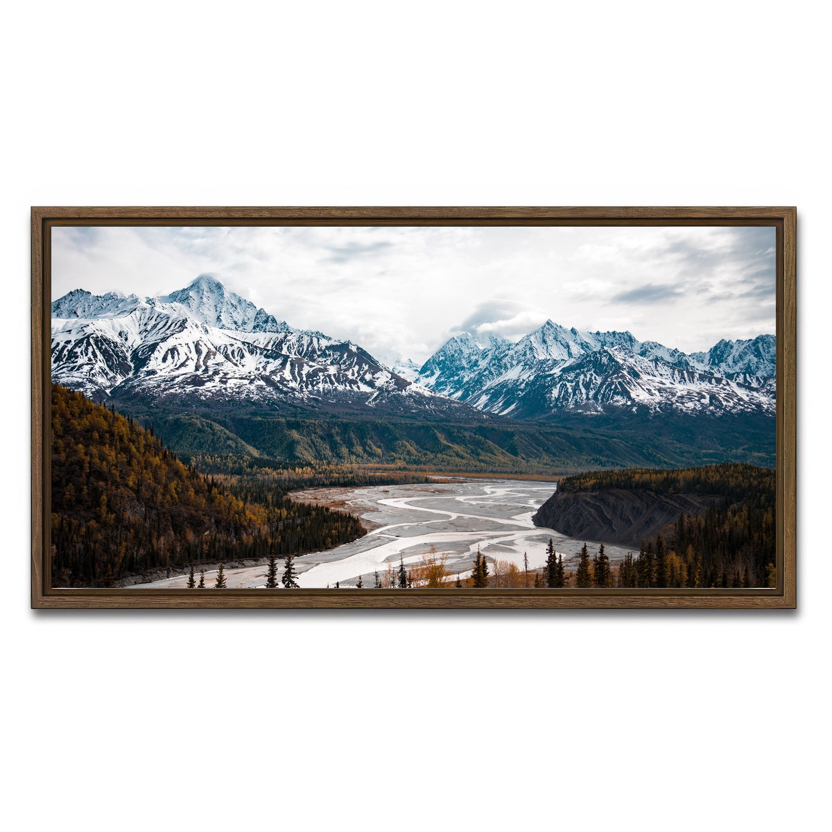 AUTO-MOCKUP WHITE | Autumn Landscape - Alaska | 1 Piece | Walnut Framed Canvas | group=2x1
