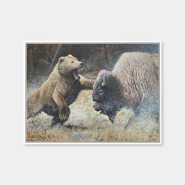 Bear and Buffalo Wall Art — Framed Canvas Format preview