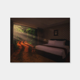 AUTO-MOCKUP WHITE | Bedroom in the Forest | 1 Piece | Gallery Wrap Canvas | group=4x3