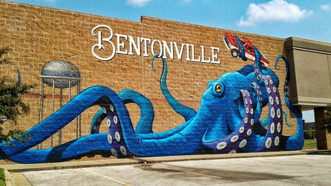 Bentonville Blue Octopus Mural Wall Art