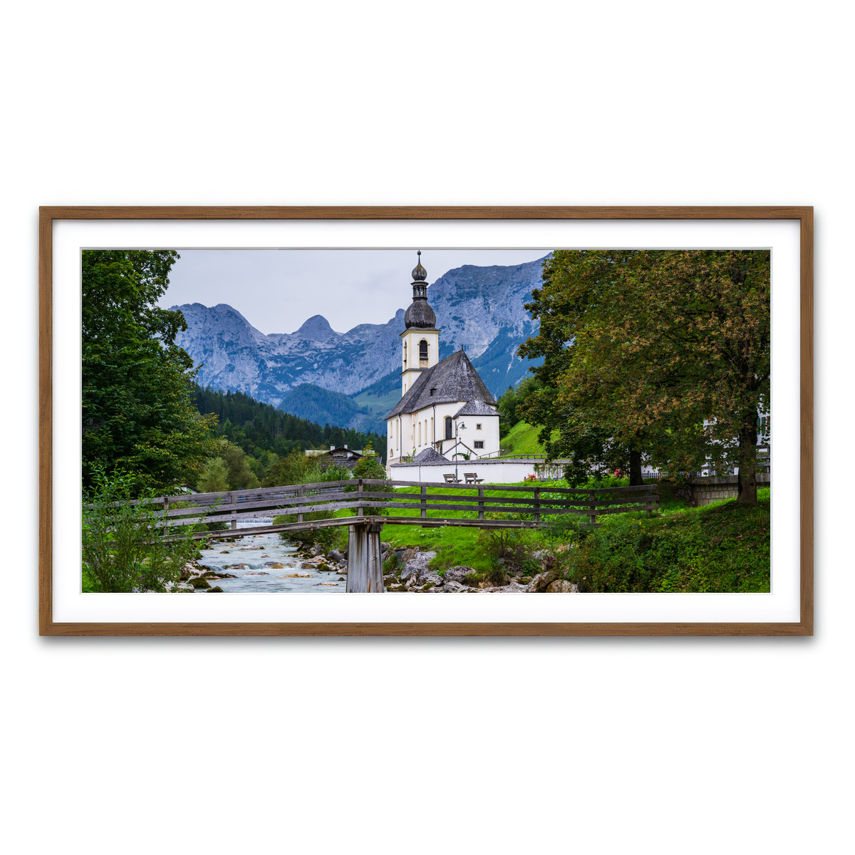 AUTO-MOCKUP WHITE | Berchtesgaden Germany Church | 1 Piece | Walnut Framed Print | group=2x1