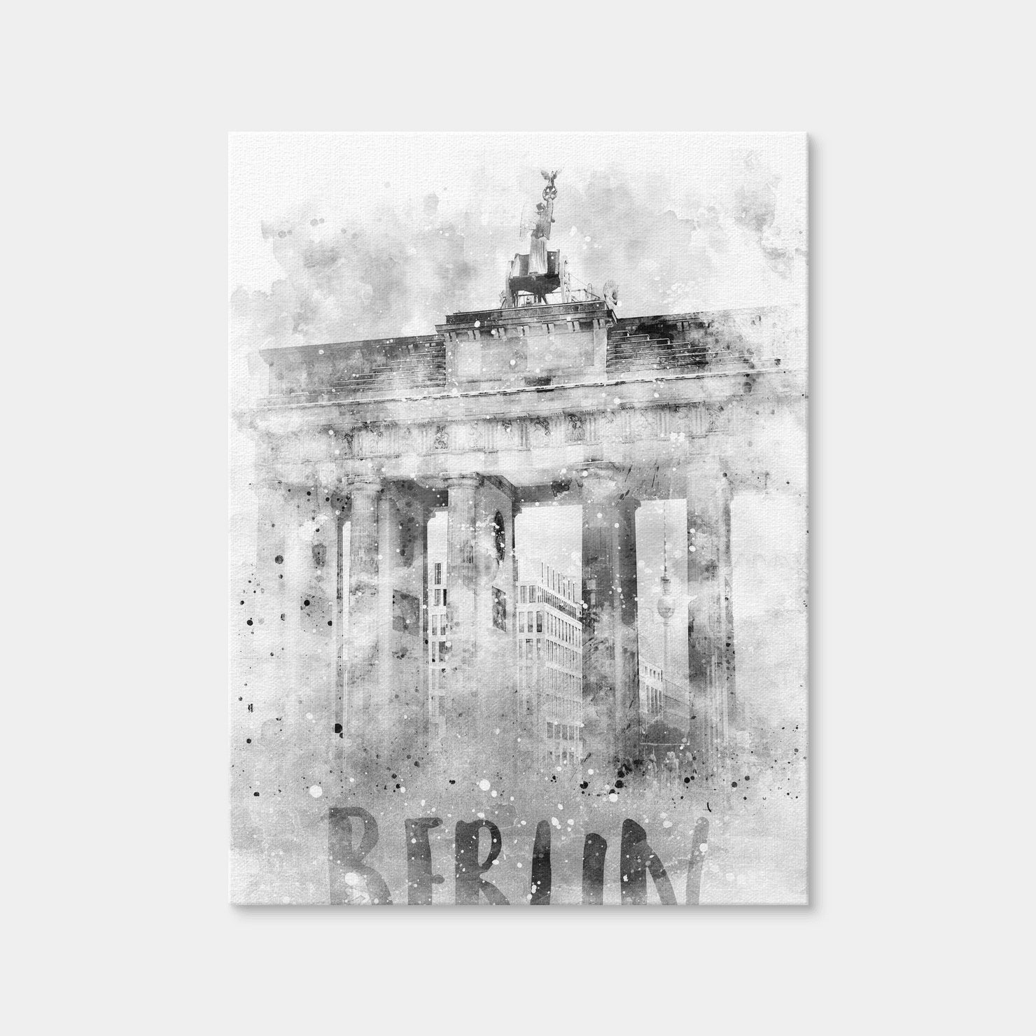 AUTO-MOCKUP WHITE | Berlin Brandenburg Gate Watercolor | 1 Piece | Gallery Wrap Canvas | group=3x4