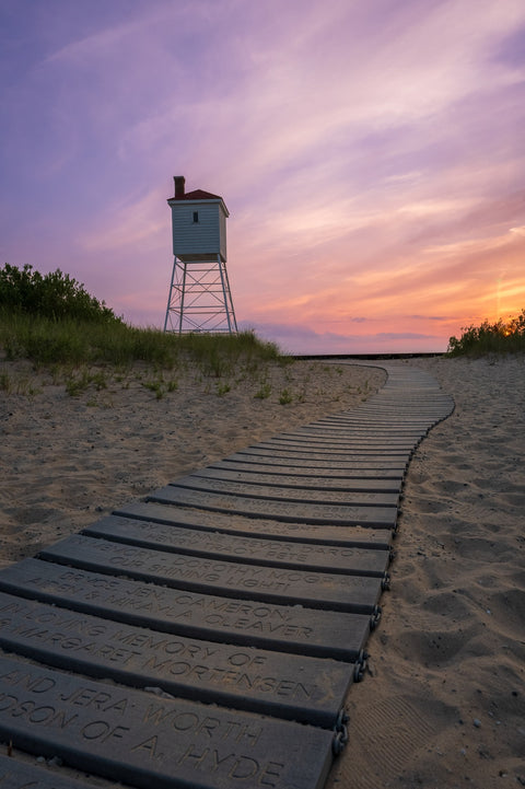 Big Sable Foghorn Walkway at Sunset Wall Art