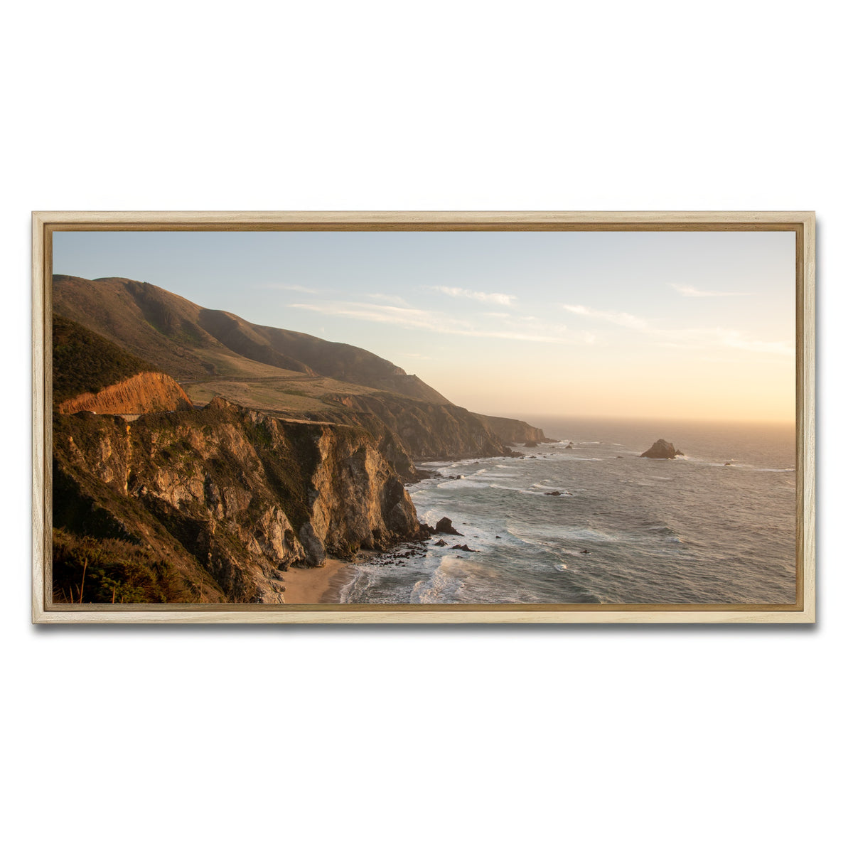 AUTO-MOCKUP WHITE | Big Sur Coastline Sunset | 1 Piece | Natural Framed Canvas | group=2x1