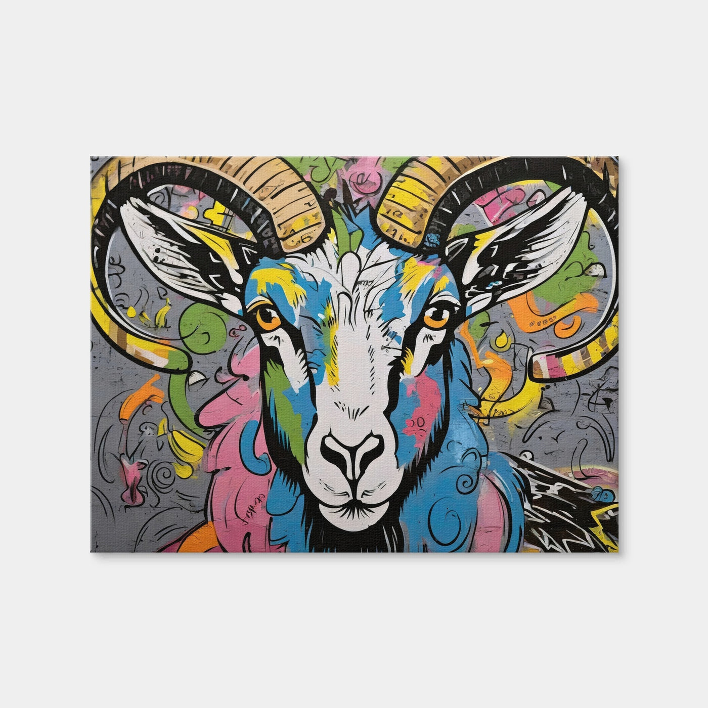 AUTO-MOCKUP WHITE | Bighorn Sheep Graffiti | 1 Piece | Gallery Wrap Canvas | group=4x3
