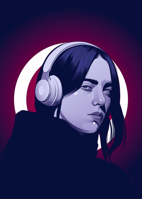 Billie Eilish Headphones Wall Art