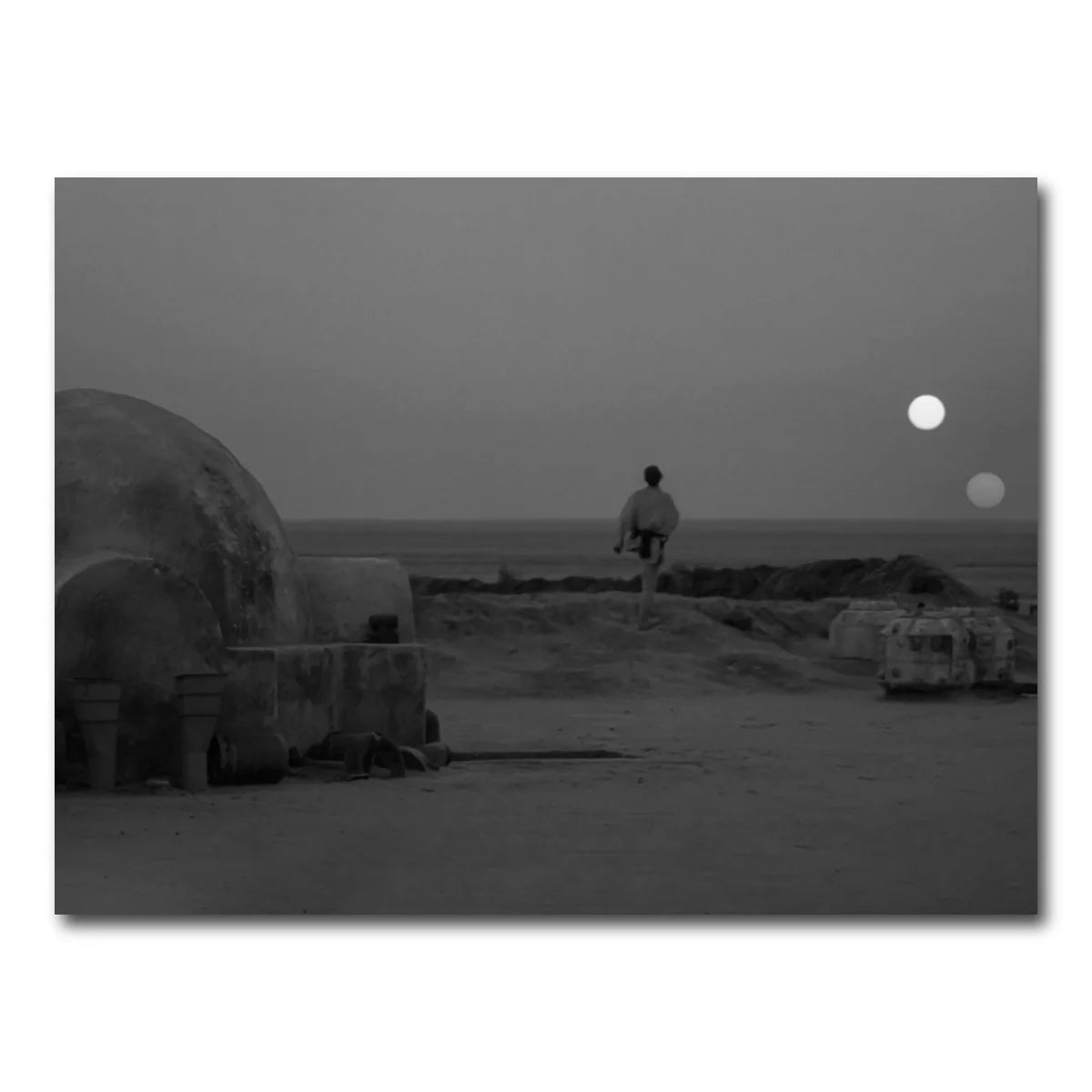 Binary Sunset Grayscale Wall Art
