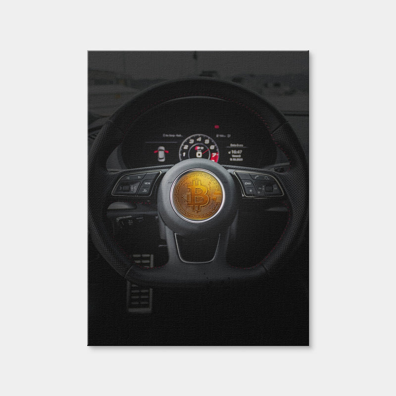 AUTO-MOCKUP WHITE | Bitcoin Car Steering | 1 Piece | Gallery Wrap Canvas | group=3x4