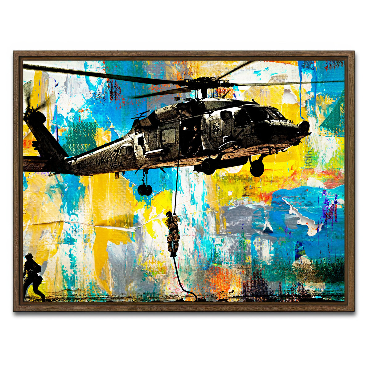 AUTO-MOCKUP WHITE | Black Hawk | 1 Piece | Walnut Framed Canvas | group=4x3