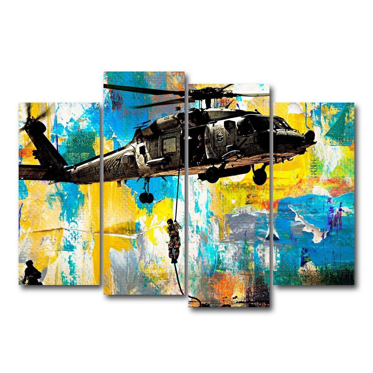 AUTO-MOCKUP WHITE | Black Hawk | 4 Piece | Gallery Wrap Canvas | group=4_normal