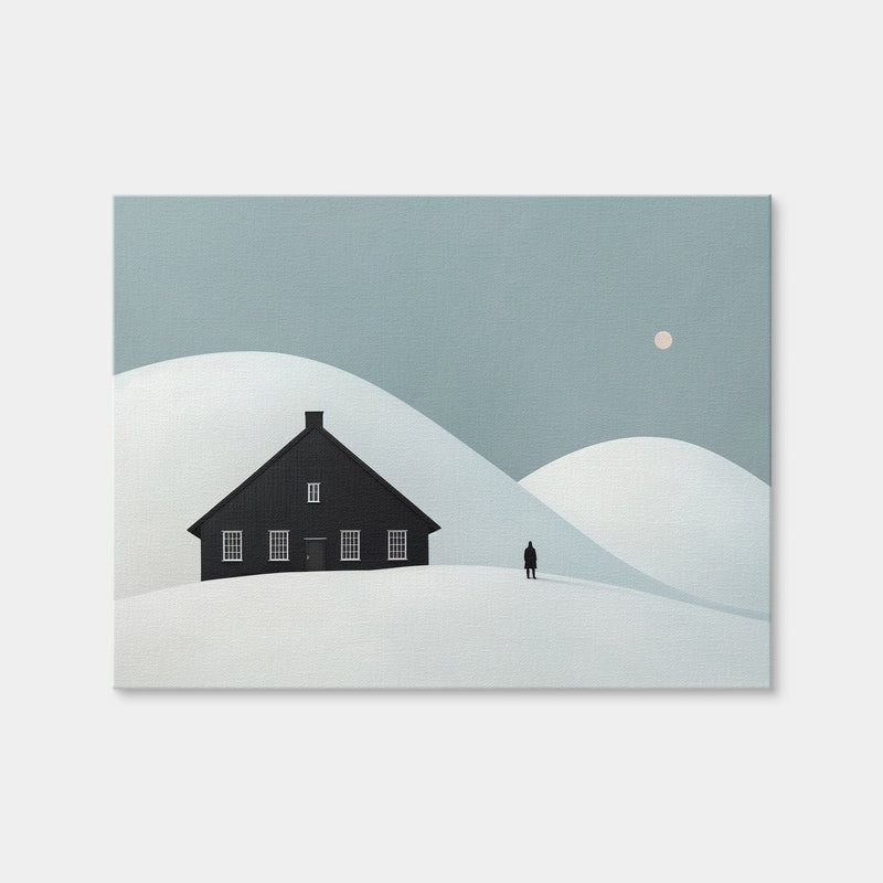 AUTO-MOCKUP WHITE | Black House in Snow | 1 Piece | Gallery Wrap Canvas | group=4x3