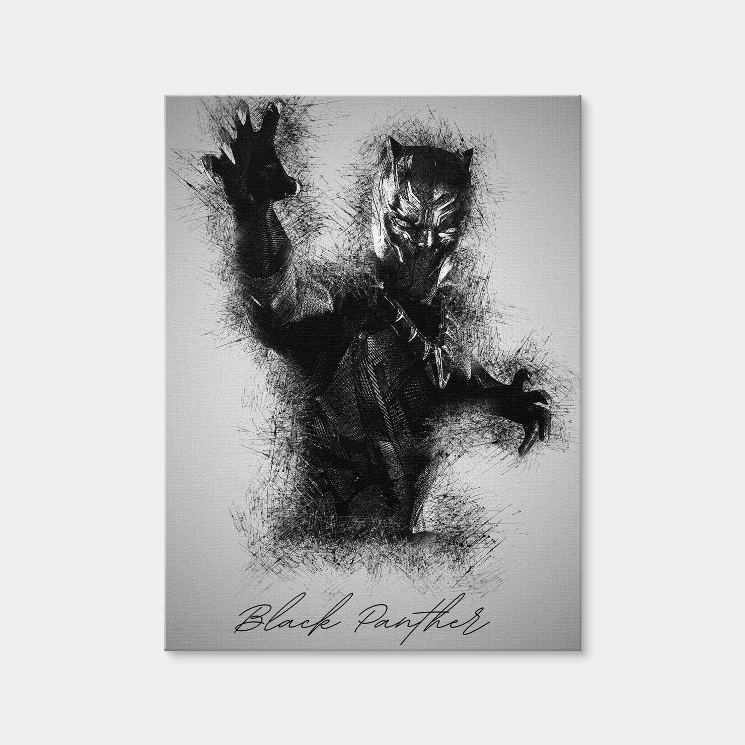 AUTO-MOCKUP WHITE | Black Panther Sketch | 1 Piece | Gallery Wrap Canvas | group=3x4