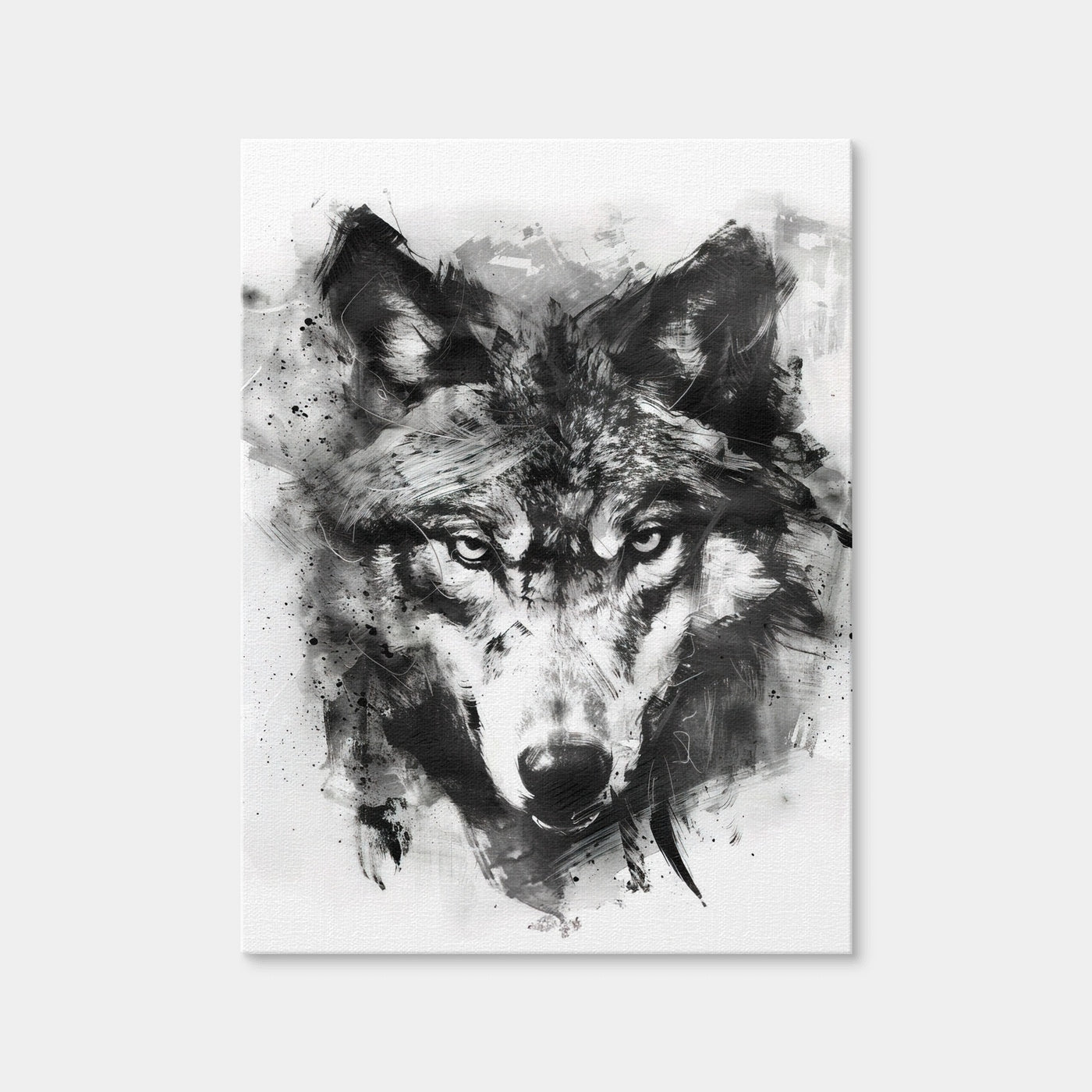 AUTO-MOCKUP WHITE | Black & White Wolf | 1 Piece | Gallery Wrap Canvas | group=3x4