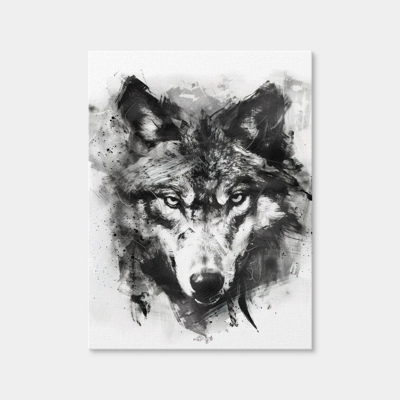 AUTO-MOCKUP WHITE | Black & White Wolf | 1 Piece | Gallery Wrap Canvas | group=3x4
