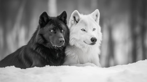 Black & White Wolves Wall Art