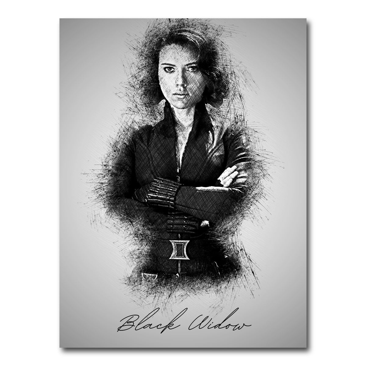 AUTO-MOCKUP WHITE | Black Widow Sketch | 1 Piece | Gallery Wrap Canvas | group=3x4