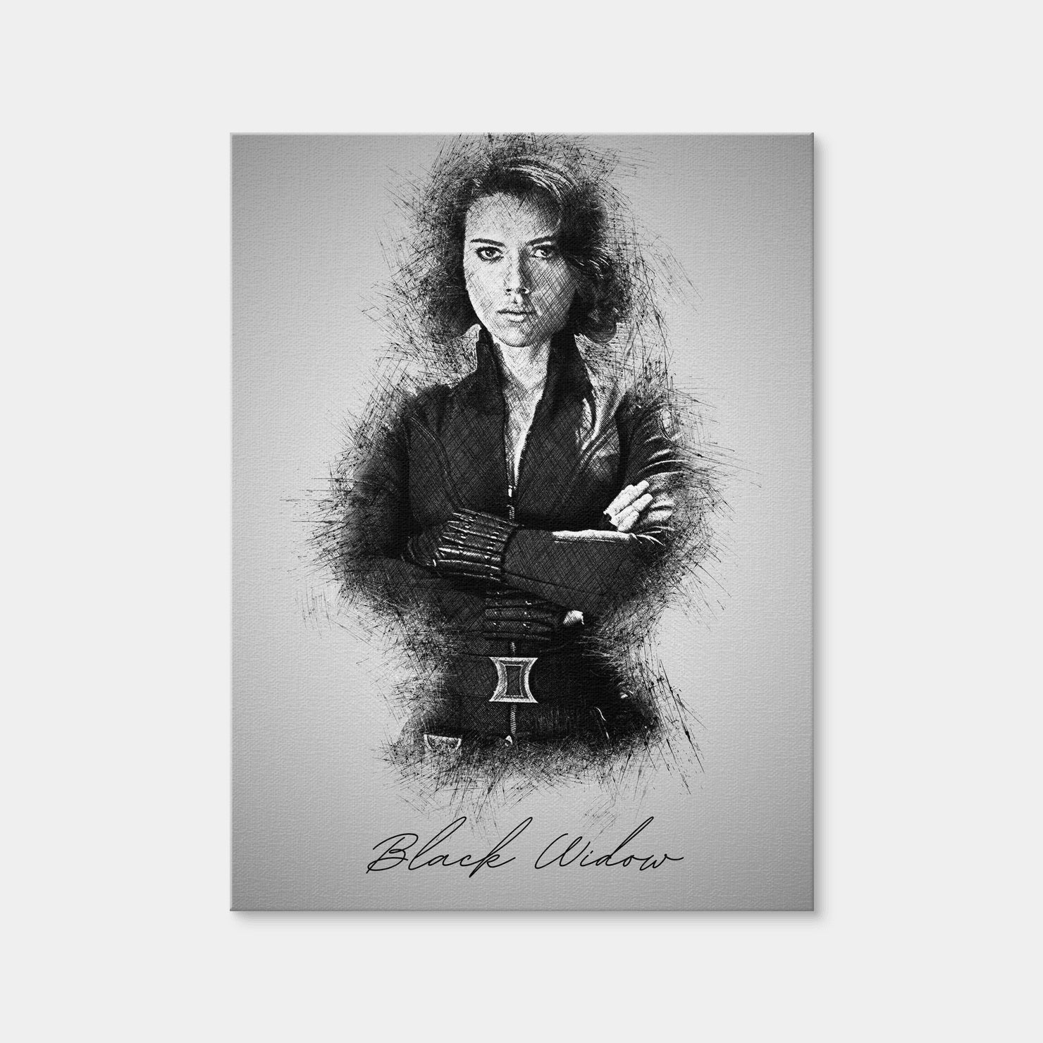AUTO-MOCKUP WHITE | Black Widow Sketch | 1 Piece | Gallery Wrap Canvas | group=3x4