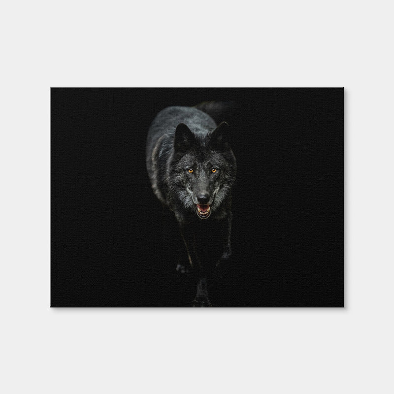 AUTO-MOCKUP WHITE | Black Wolf Black Background | 1 Piece | Gallery Wrap Canvas | group=4x3