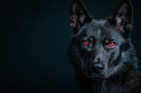 Black Wolf Red Eyes Wall Art