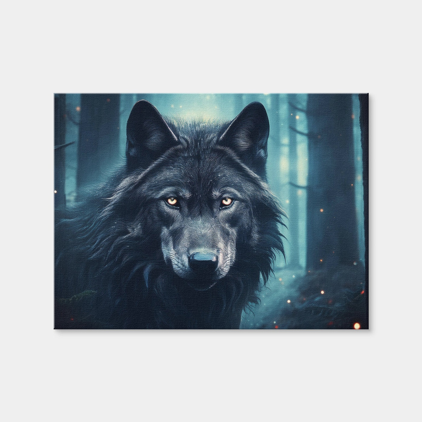 AUTO-MOCKUP WHITE | Black Wolf in Woods | 1 Piece | Gallery Wrap Canvas | group=4x3