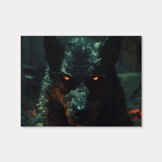 AUTO-MOCKUP WHITE | Black Wolf with Glowing Orange Eyes | 1 Piece | Gallery Wrap | group=4x3