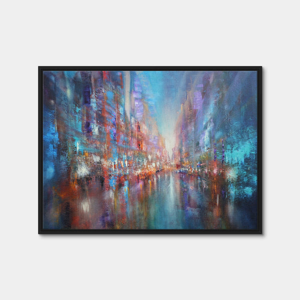 Blue City Wall Art — Framed Canvas Format preview