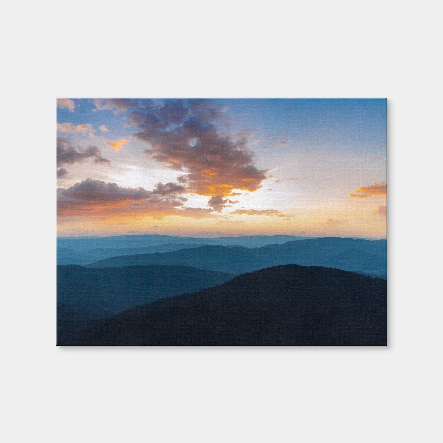 AUTO-MOCKUP WHITE | Blue Ridge Sunset | 1 Piece | Gallery Wrap Canvas | group=4x3