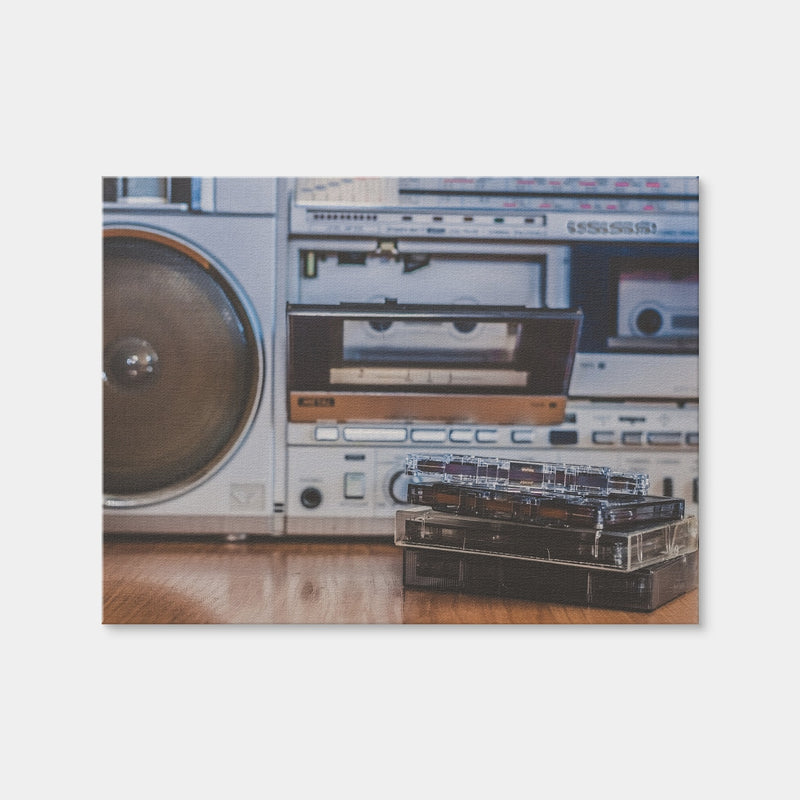 AUTO-MOCKUP WHITE | Boombox and Cassettes | 1 Piece | Gallery Wrap Canvas | group=4x3
