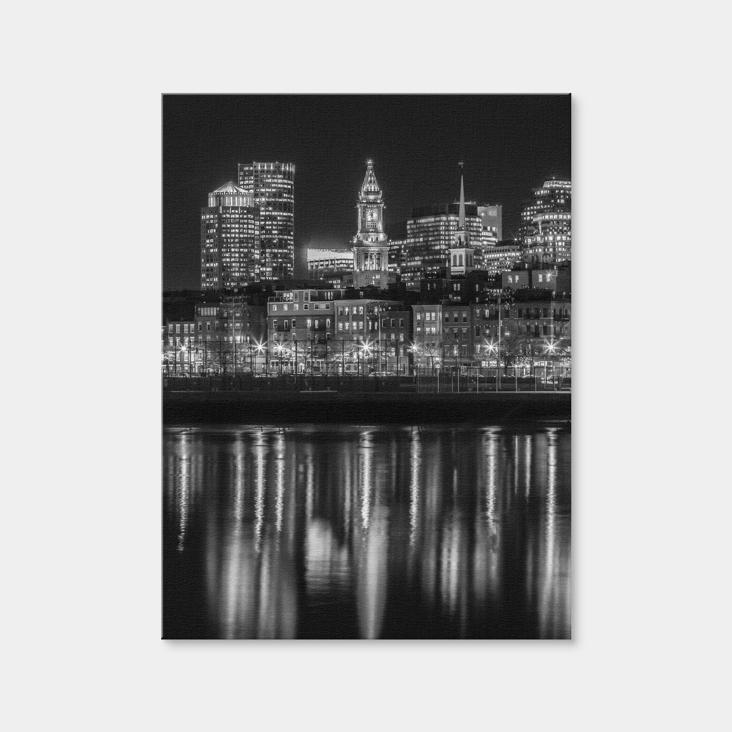 AUTO-MOCKUP WHITE | Boston Evening Skyline of North End | 1 Piece | Gallery Wrap Canvas | group=3x4