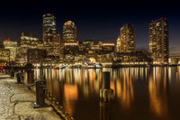 Boston Fan Pier Park & Skyline at Night Wall Art