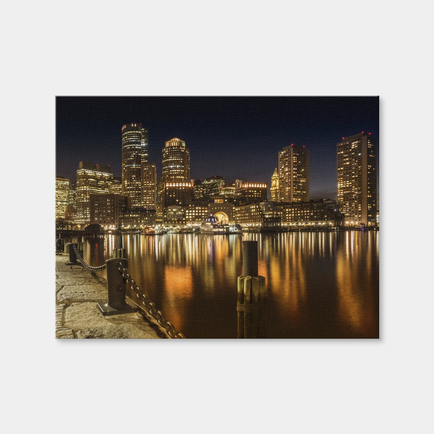 AUTO-MOCKUP WHITE | Boston Fan Pier Park & Skyline at Night | 1 Piece | Gallery Wrap Canvas | group=4x3