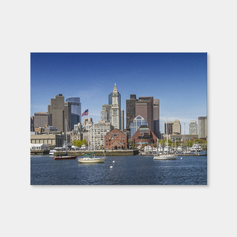 AUTO-MOCKUP WHITE | Boston Skyline North End & Financial District | 1 Piece | Gallery Wrap Canvas | group=4x3